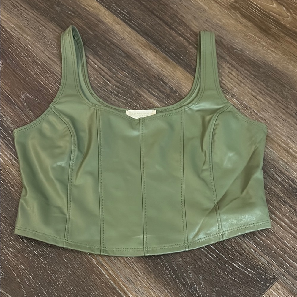 Altar’d State Green Vegan Leather Crop Top